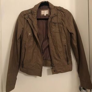 Faux tan leather jacket